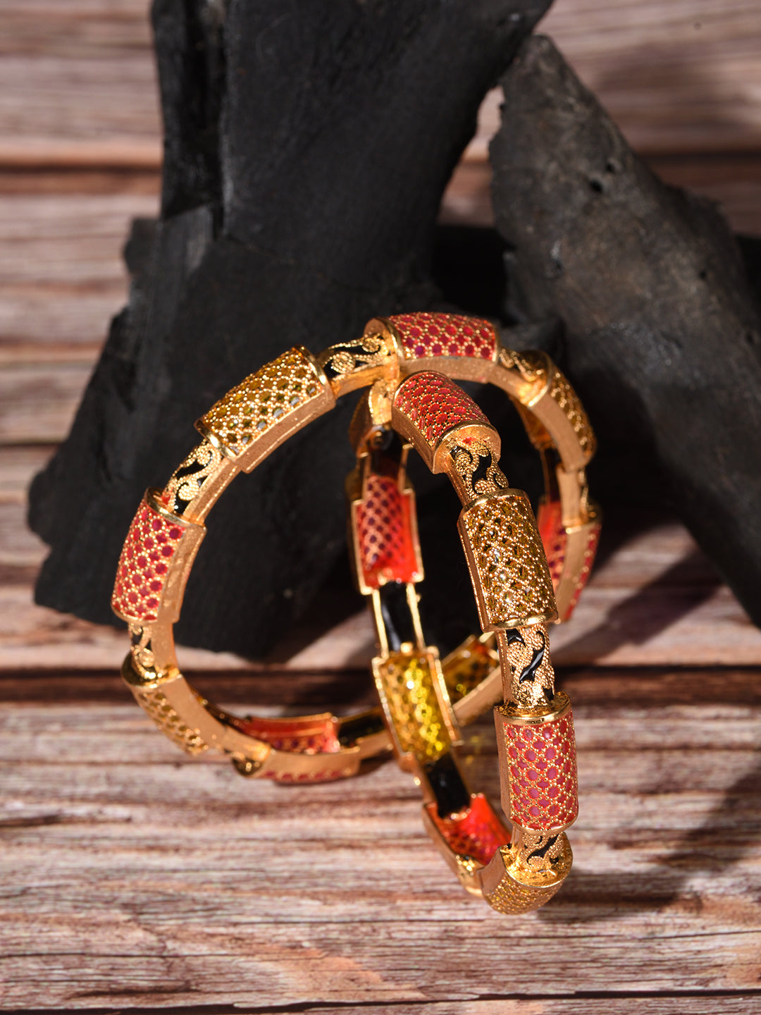 Black deals gold bangles