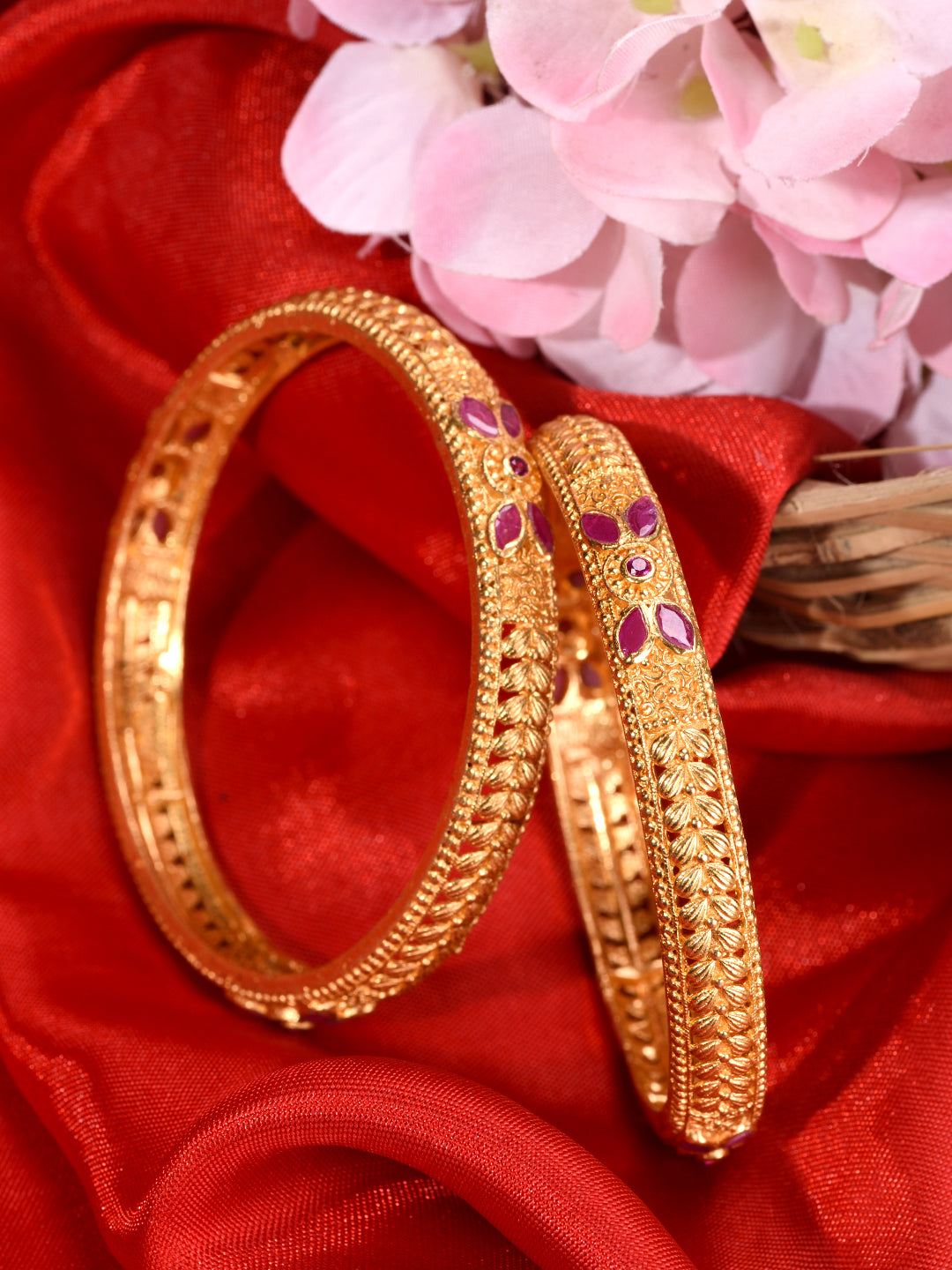 Red bangles clearance with gold plated