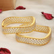 Set Of 2 Gold Plated  AD Studded Cut -Out Hand Crafted Bracelet Bangles