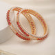 Set Of 2 Red Gold Plated Handmade Red &White AD Studded Bridal Kangan Bangles