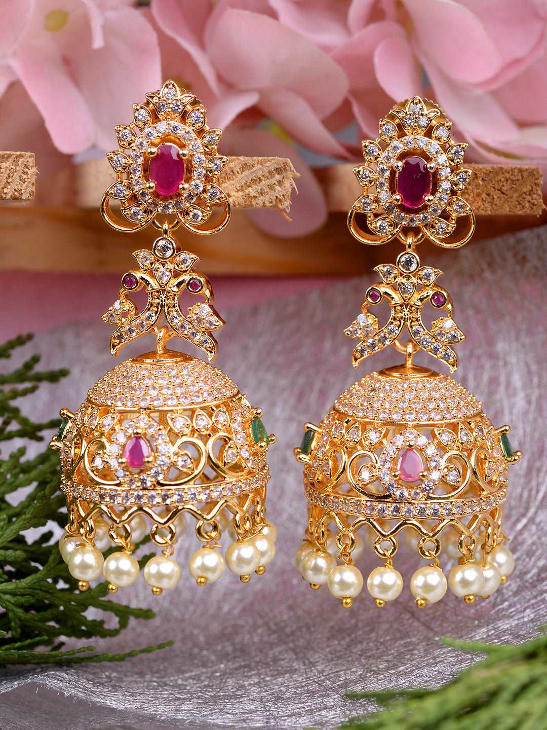Gold Plated Beaded Gold Earring Jewellery Regular Sale Price – Saraf RS  Jewellery