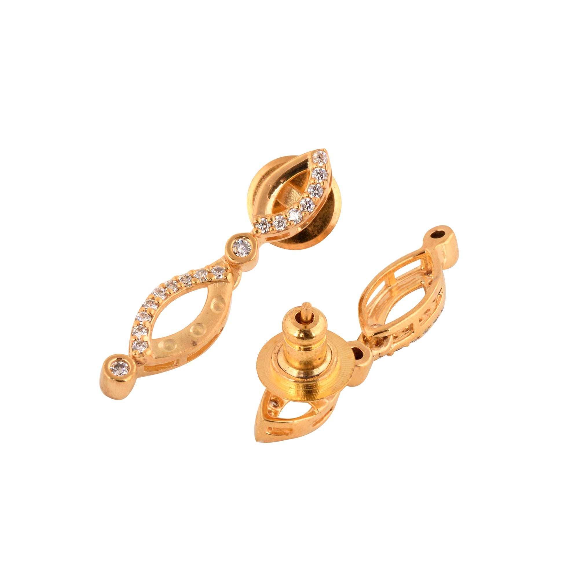 Manufacturer of 916 cz ladies delicate gold earring lfe456 | Jewelxy -  189466