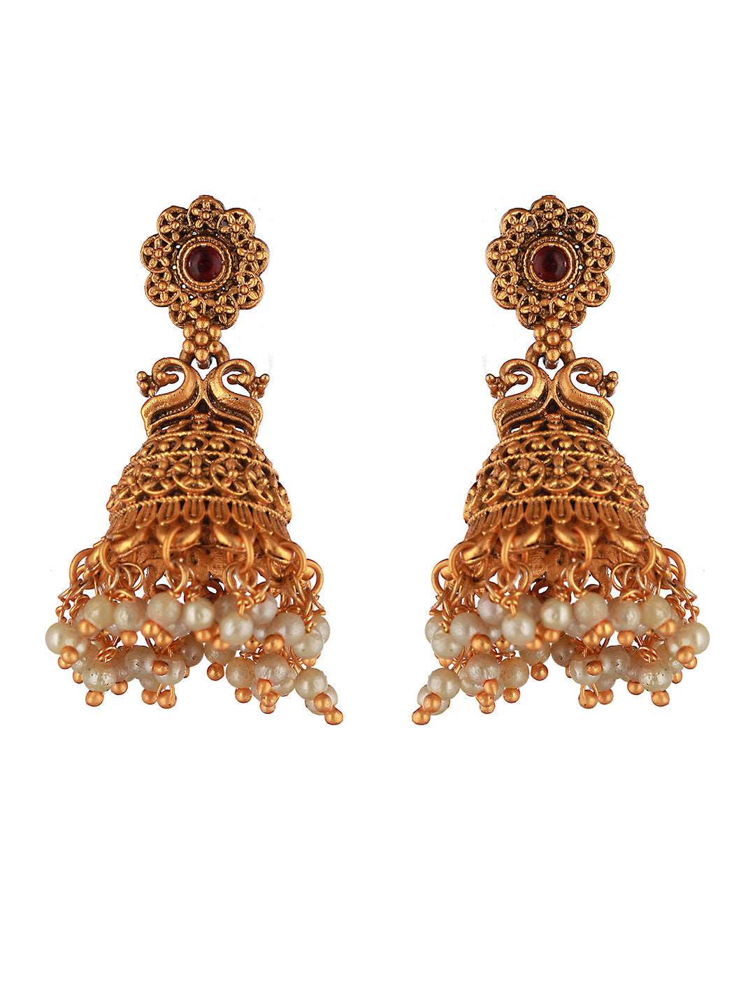 Indian Gold Plated Bollywood Style Pearl Jhumka Earrings Temple Jewelry Set  | eBay