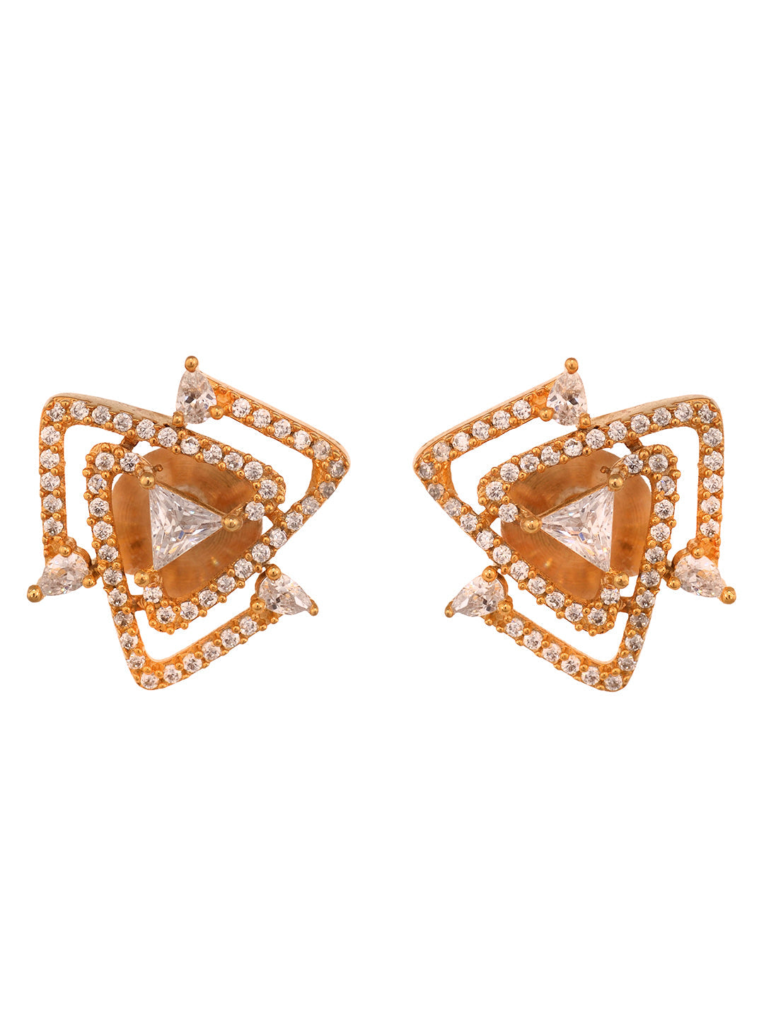Star Shape Diamond Earrings in Yellow Gold - Ruby Lane