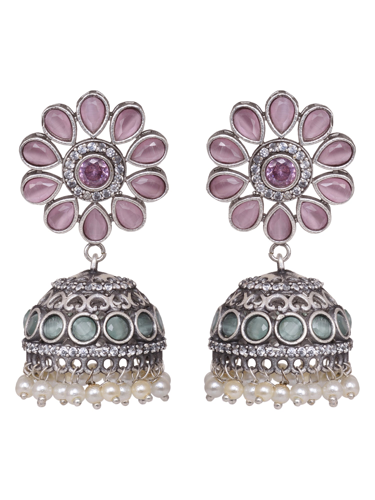 Flipkart.com - Buy CHIMERA CHIMERA 925 Sterling Silver Dangle & Drop  Elegantly Designed Floral Pattern Earrings with Dual Color Wine & Pink  Round and Oval Shaped Natural Gemstones For Women and Girls