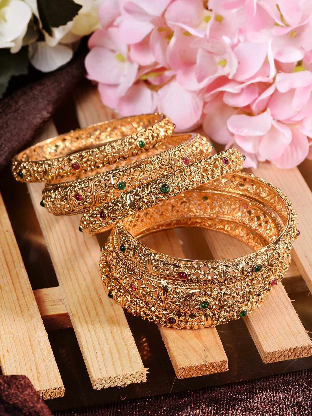 Buy Zaveri Pearls Gold Tone Artificial Stones Ethnic Bracelet Online